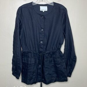 SYMPHONY & NOTE Cardigan Blazer LINEN Lagenlook Drawstring Waist Loose Fit 8